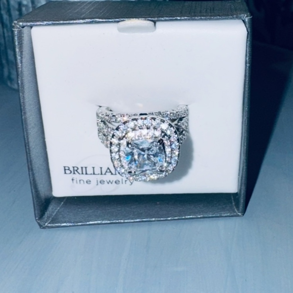 Women's Sterling Silver Halo Zircon Engagement Ring Cushion Cut 3ct center 8 - Picture 6 of 11